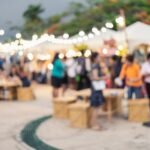 Abstract blurred image of people walking at the night market